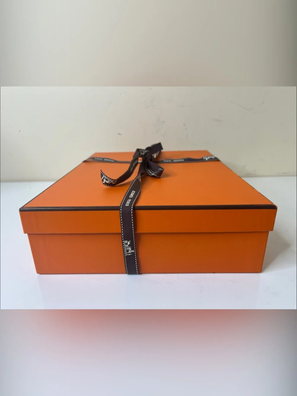 Hermès Signature Orange Empty Gift Box with Branded Ribbon